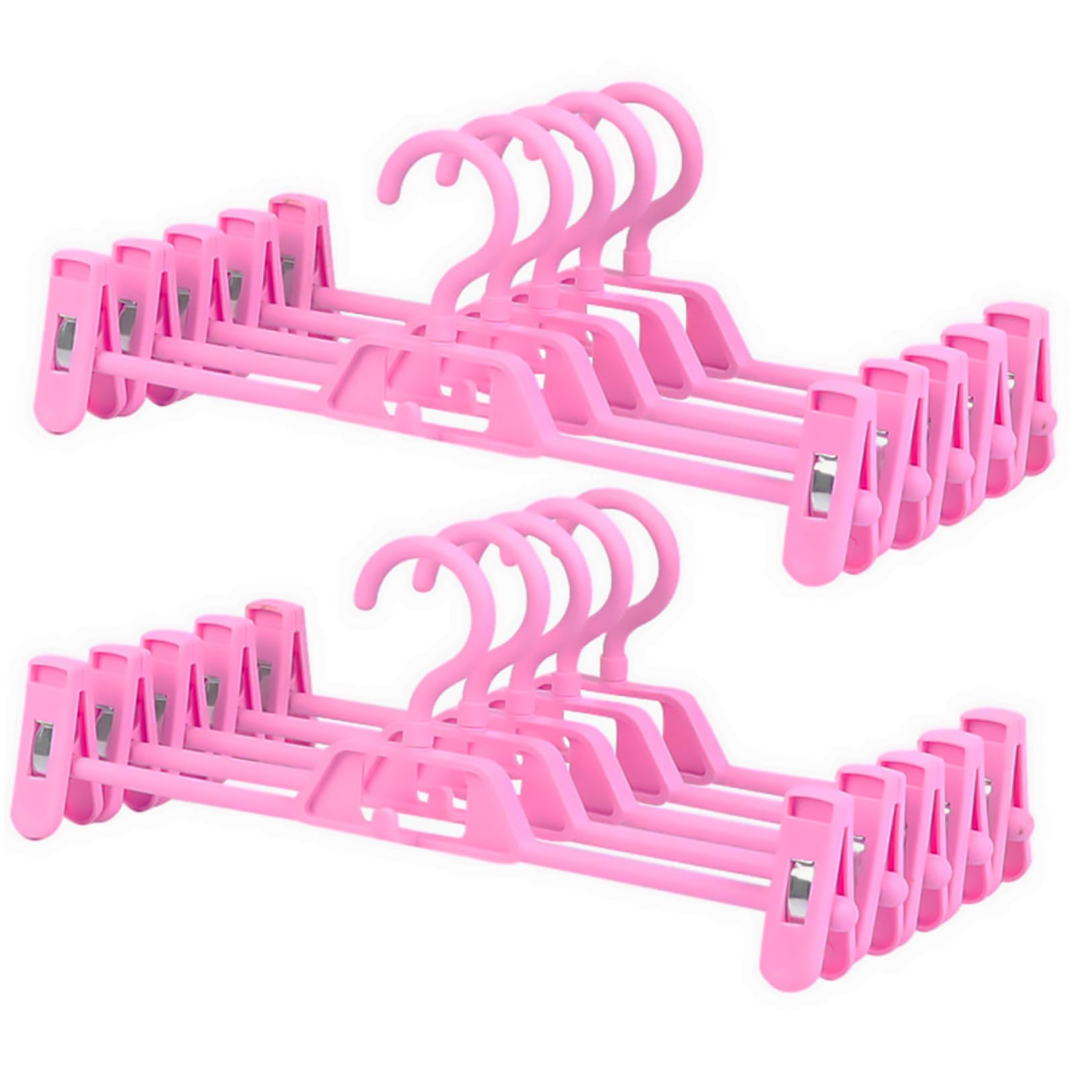 Cintres pantalons à clips réglables roses | Lot de 10 anti-trace