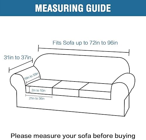 Miniatura 7 de H.VERSAILTEX Paquete de 4 fundas de terciopelo de felpa para sofá, paquete de 3 fundas de terciopelo para sofá biplaza, color negro