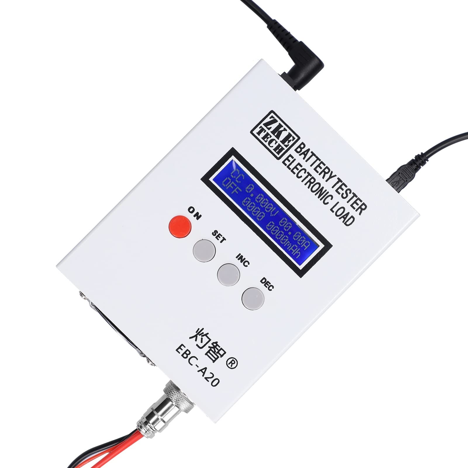 EDEDE Tester Batteria -A20. Tester della Batteria 3. 0V 20A 85W. Tester di capacità della Batteria al Litio-Acido al Litio 5A Recharge 20A Controllo del Software di Supporto scarica