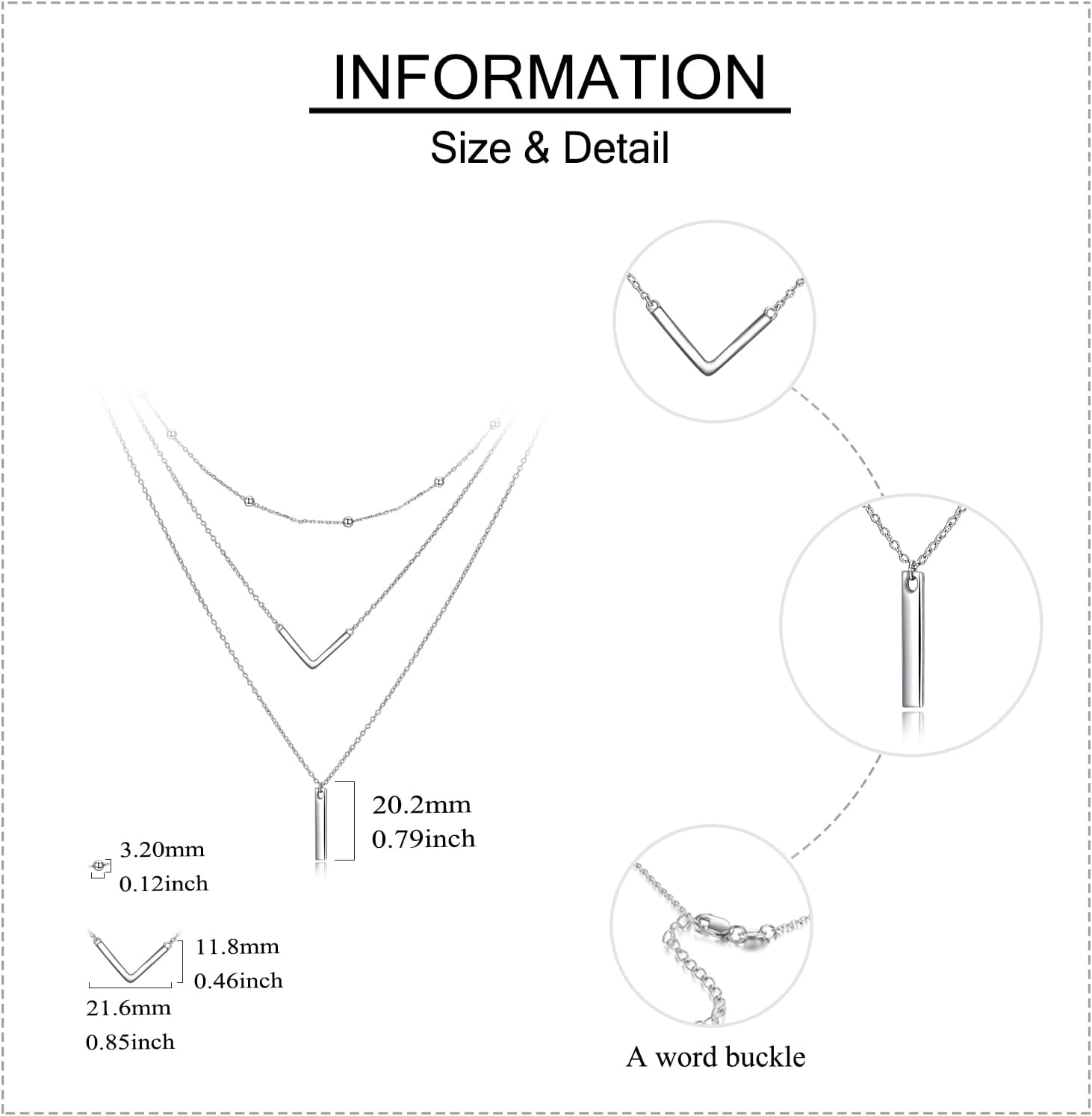 MONGAS Boho Layered Necklace Sterling Silver Triple 3 Stacked Vertical Bar Triangle Long Layering Necklaces Christmas Jewelry Gifts for Women - Image 3