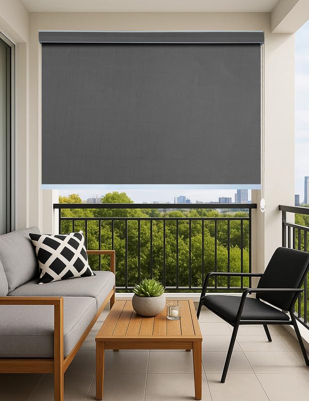 Waterproof Polyester Roller Pelmet with Child Safety Clips Protect from Rain, Sun & UV Ray Corded Roll Up Blind Curtain for Home & Office(Grey Color 3X7 Feet, Pack of 1 Piece)-image-10
