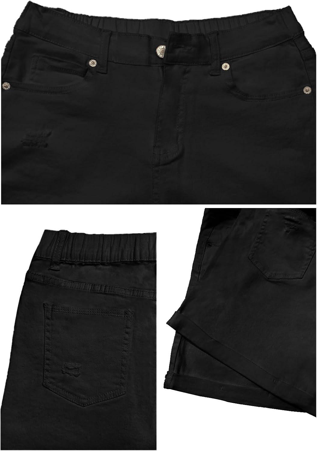 Metietila Women's Jean Shorts High Waisted Folded Hem Stretchy Denim Shorts Casual Summer Elastic Waist Shorts - Image 6