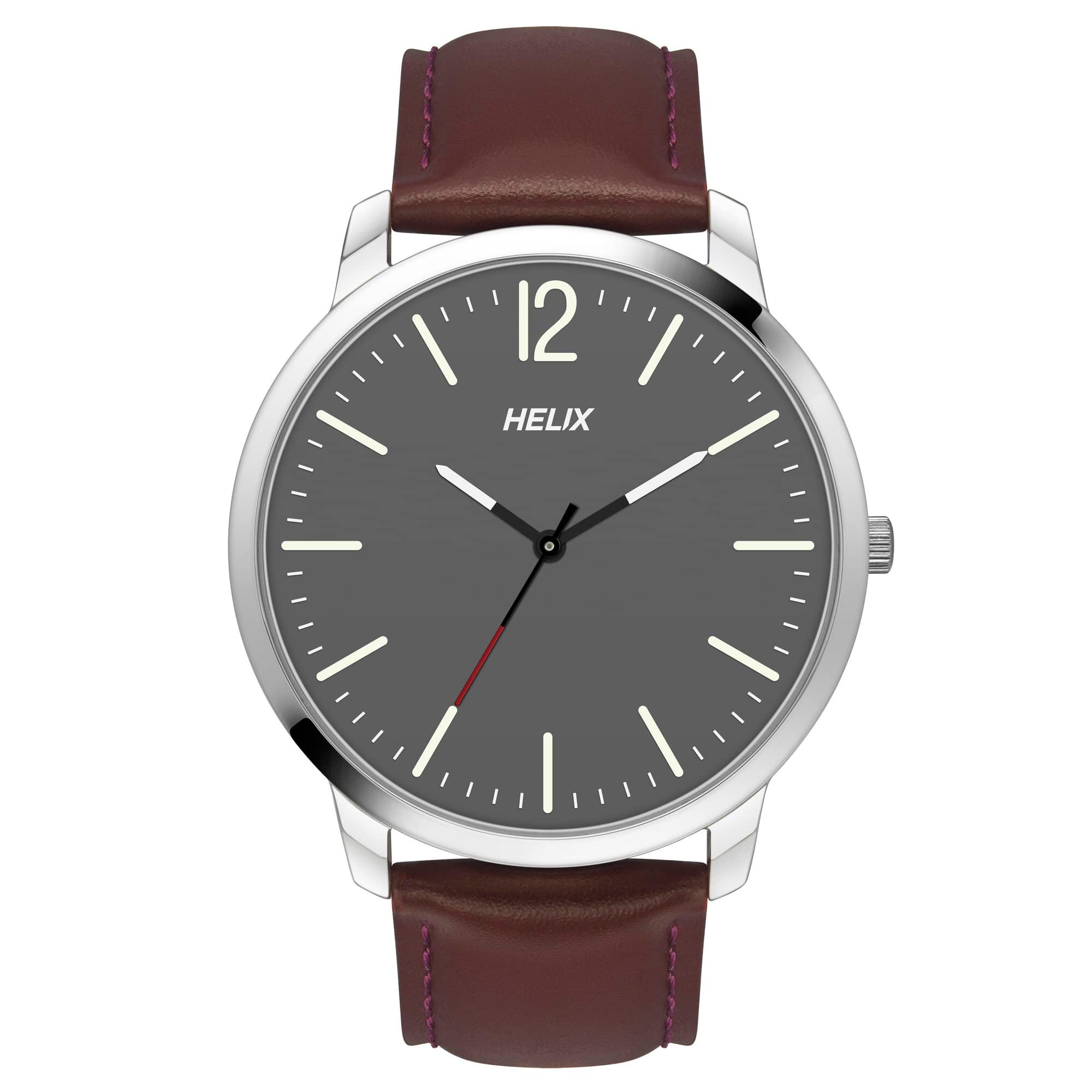 Helix by Timex Grey Round Analog Watches for Men | Quartz Movement Leather Strap Men Watches | Upto 30 m Water Resistance with Buckle Closure | Gift for Men TW039HG08 (B0BQY4K8L4) Amazon Price History, Amazon Price Tracker