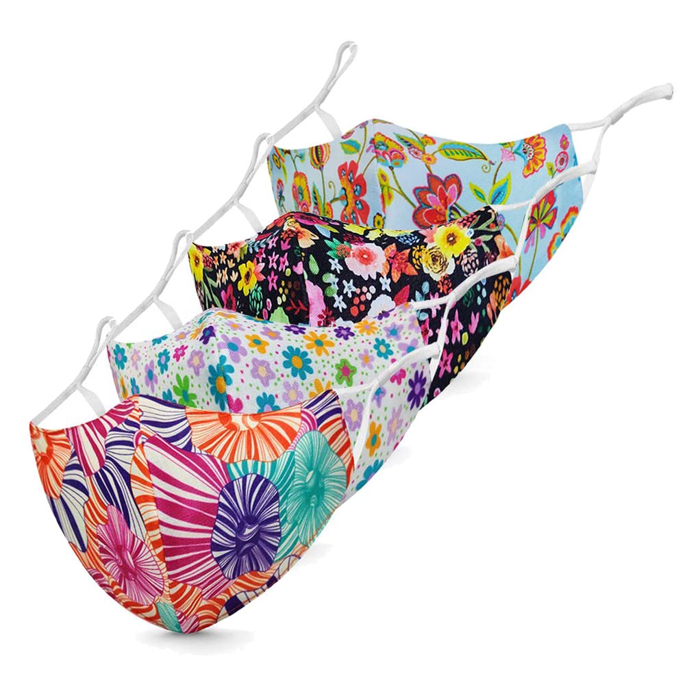 Digital Printed Fashion Mask for Ladies (pack of 4 pcs). Washable Skin Friendly Fabric. 3 layers of Protection-image-46