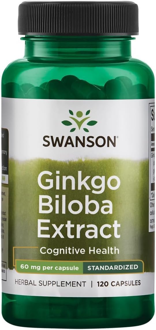 Swanson Ginkgo Biloba Extract 24% 60 Milligrams, 120 Capsules 120 Count (Pack of 1)