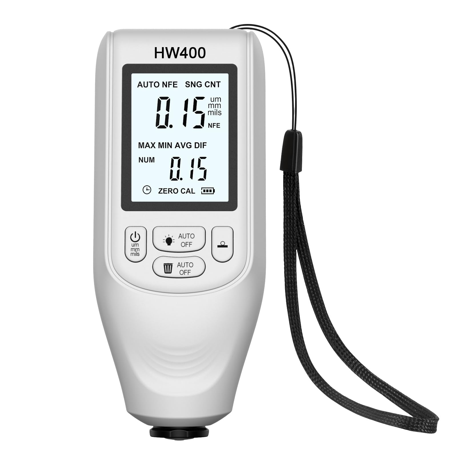 Apglsxy White Digital Coating Thickness Gauges 0-2000Μm Large Display Paint Coating Meter With Backlit Unit Conversion Paint Gauges Thickness Tester