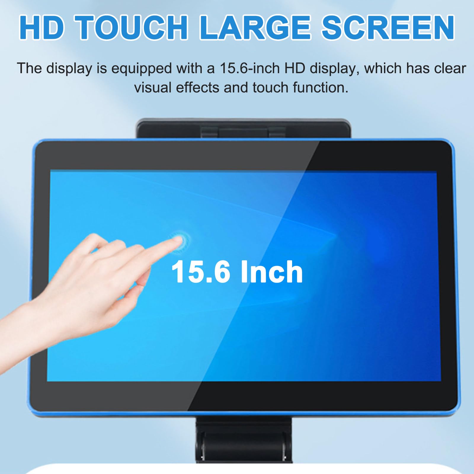 Registratore di Cassa Touchscreen da 15,6 Pollici per POS, Ideale per Piccole Imprese, con Tastiera, Cassetto Contanti e Stampante Single Screen Black