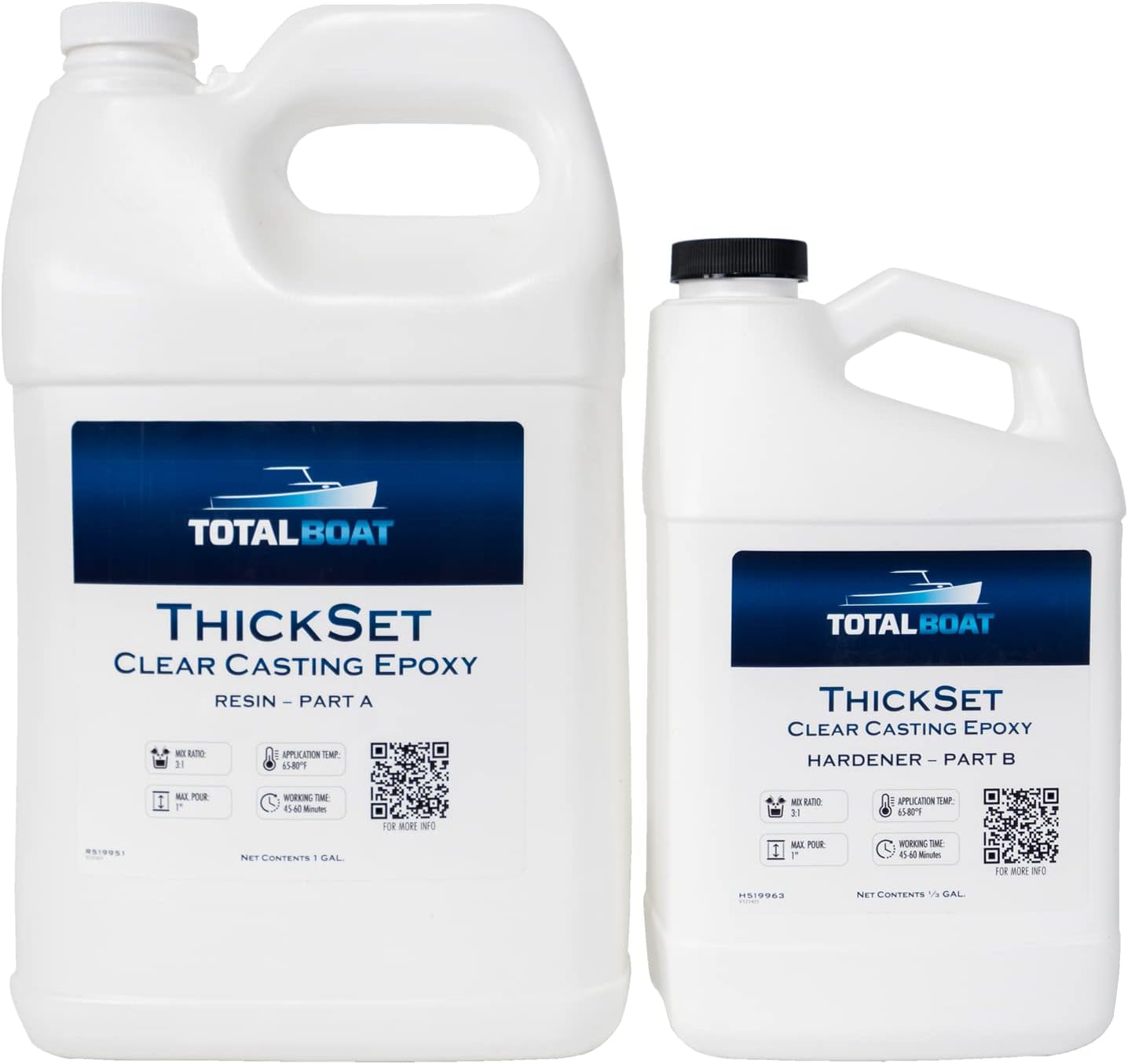 TotalBoat Thickset Clear Casting Epoxy | Crystal Clear Resin Kit for Deep Pours, Casting, and Molds (1.3 Gallon Kit)