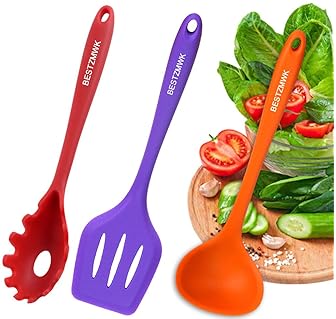 Kitchen Utensil Set - 11 Cooking Utensils - Colorful Silicone Kitchen Utensils - Nonstick Cookware with Spatula Set -...