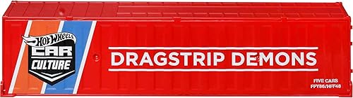 Hot Wheels Coches y camiones de juguete premium, juego de contenedores de rugido de león con 5 vehículos de carreras de arrastre a escala 1:64