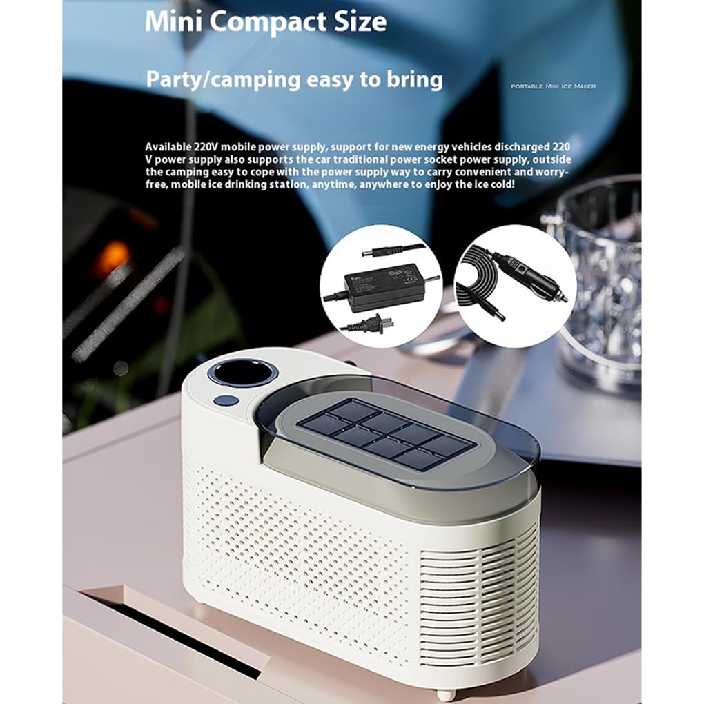Máquina portátil para fabricar hielo de encimera, mini máquina para hacer cubitos de hielo para acampar en casa y caravanas, cargador ABS para máquina de hielo, A