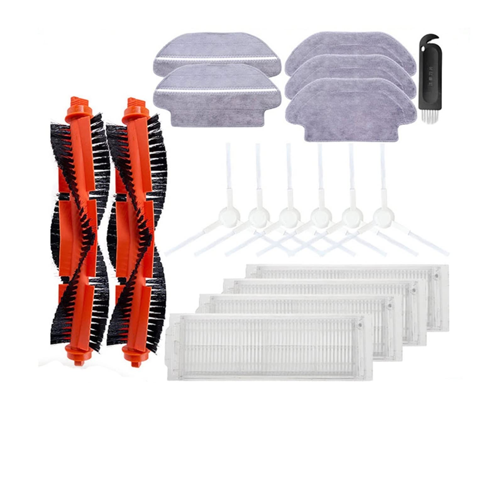 Kompatybilny z robotem Xiaomi Mop próżniowy 2S XMSTJQR2S główna szczotka boczna filtr Hepa szmatka do mopa szmata wymiana części zamienne do czyszczenia akcesoria (Color : Set J)