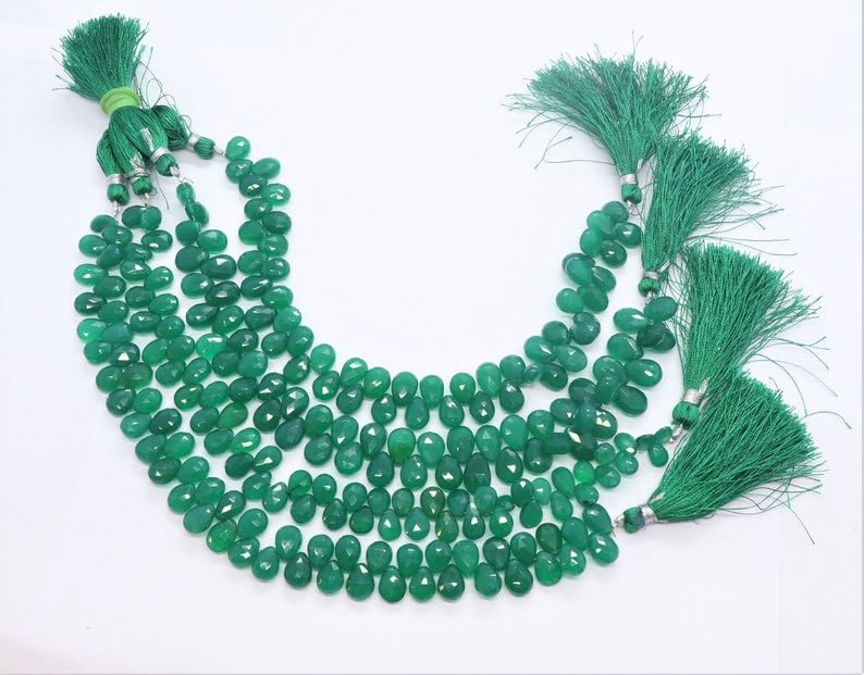 Onyx vert naturel taillé en perles à facettes de qualité joaillerie