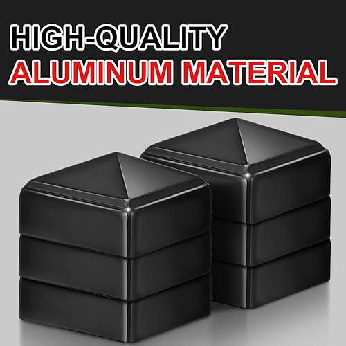 Miniatura 4 de Pelopy 4 tapas de poste de pirámide de aluminio para postes de valla de maderametal de 2 x 2 pulgadas de cubiertas o pasillos, tapas negras para