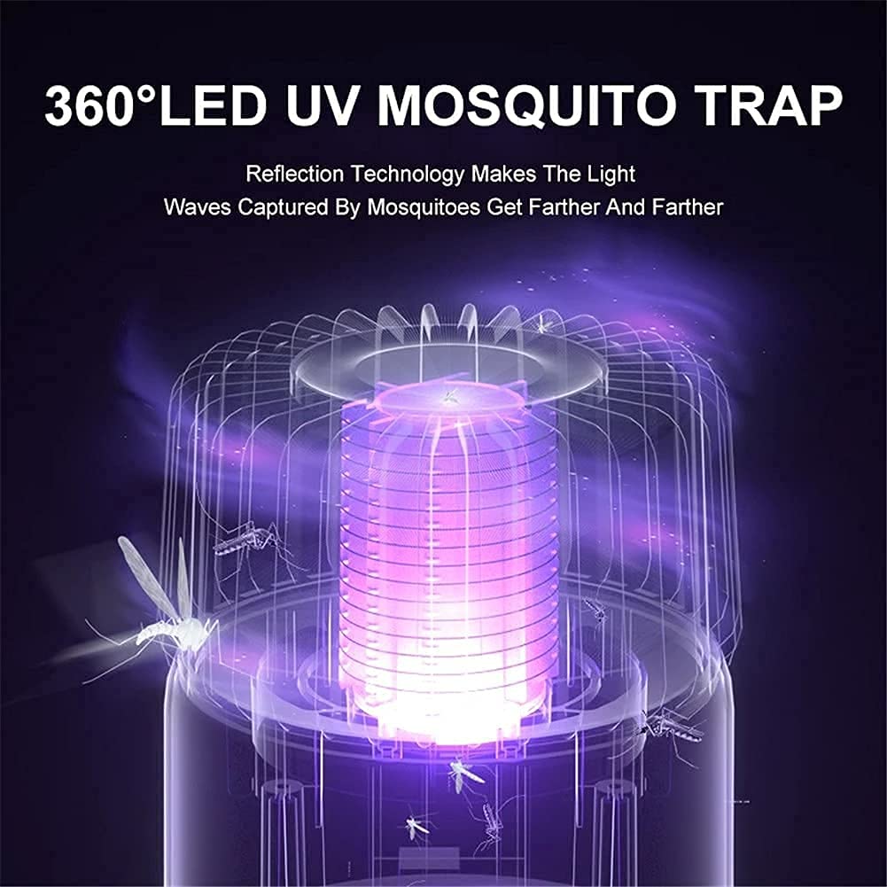 Lampada elettrica per Uccidere la zanzara, 365Nm LED UV Bug Forte Vento Anti zanzara Trappola per Mosche USB per Esterni, Interni e Giardino (Bianco)
