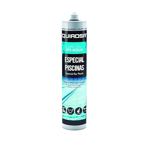 Quiadsa - Brik-Cen Ms-Aqua - Sellador Elástico De Polímero Ms - Resistente Al Agua Clorada Y Salada, Uso En Piscinas - Alta Durabilidad Y Elasticidad - 290 Ml