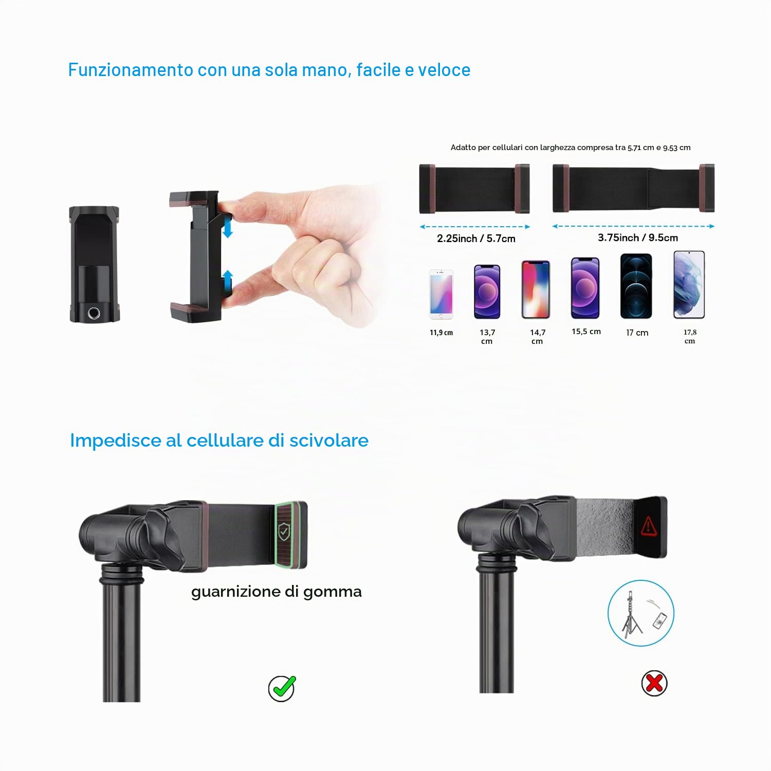 Victiv Treppiede Smartphone in Alluminio 172 cm, Cavalletto per Smartphone con Telecomando e Supporto per Telefono Cellulare, Selfie Stick Treppiede Compatibile con iPhone 17/16/15/14/13/12 Pro Max