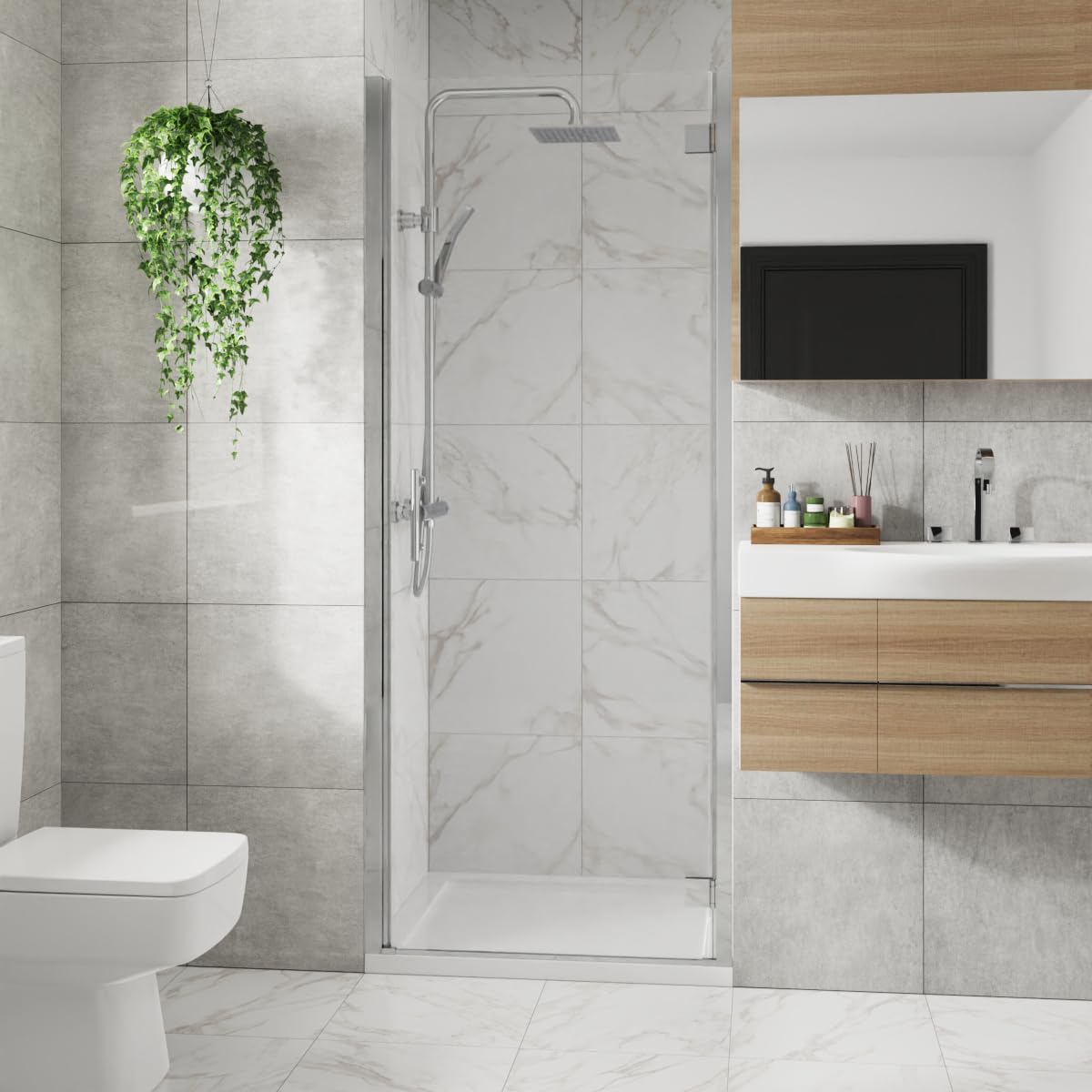 Blümme Chrome 800Mm Bathroom Hinged Door Framed Shower Enclosures 6Mm Safety Glass