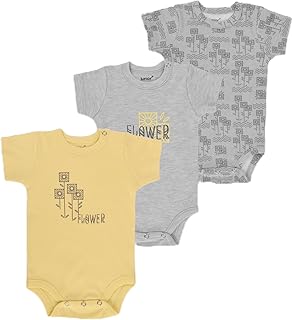 سالوبيت بكباسين مطبوع بأكمام قصيرة للجنسين، طقم ملابس داخلية للأطفال والرضع طراز 5213 من جونيور، (عبوة من 3 قطع)