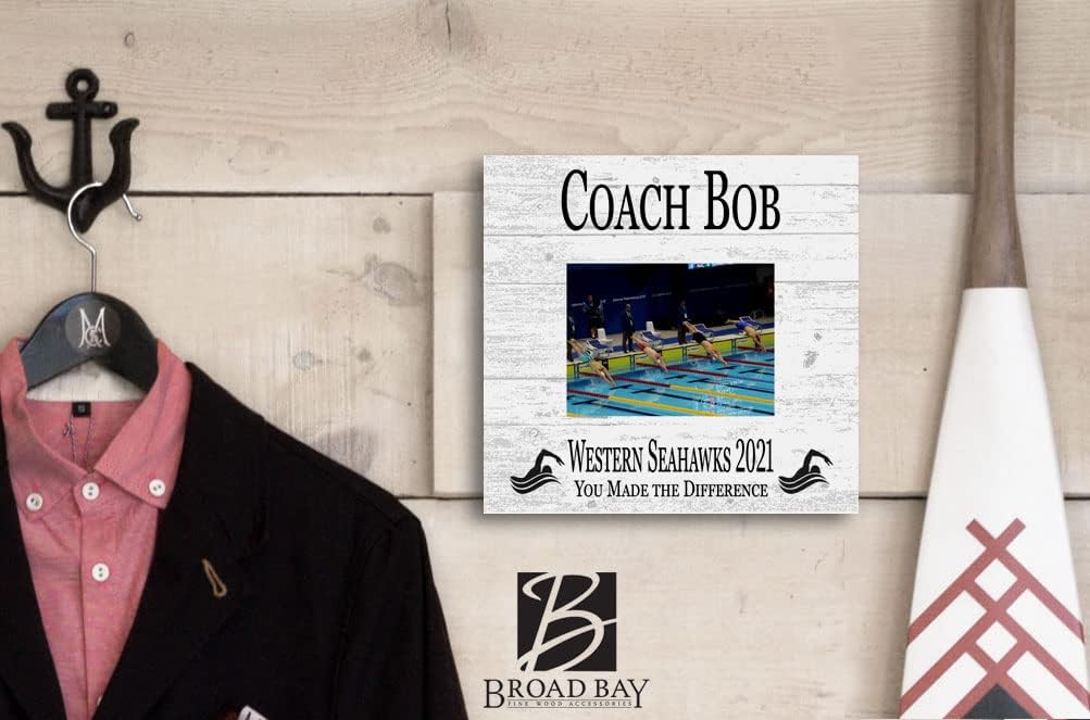 Swim Coach Gift Plaque with Photo - UPLOAD Team Picture - Frame Alternative Personalized Appreciation Award For End Of Season Coaches Present 10in x 10in (Swimming)