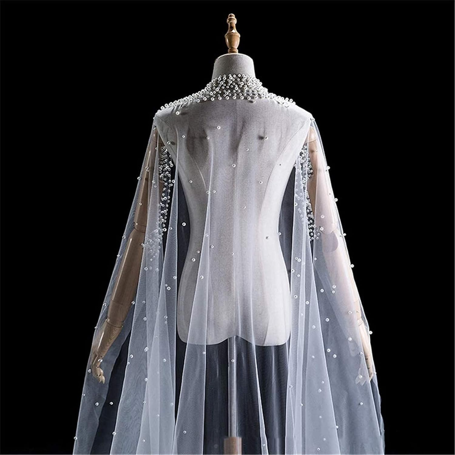 3m Long Tail Kathedrale Perle Braut Schleier 1 Schicht Schal Schnitt Kante Elegant Weich Foto Studio Schleier Einfache Vintage Prinzessin Tüll Hochzeit Haarschmuck, White, 3 * 3 m