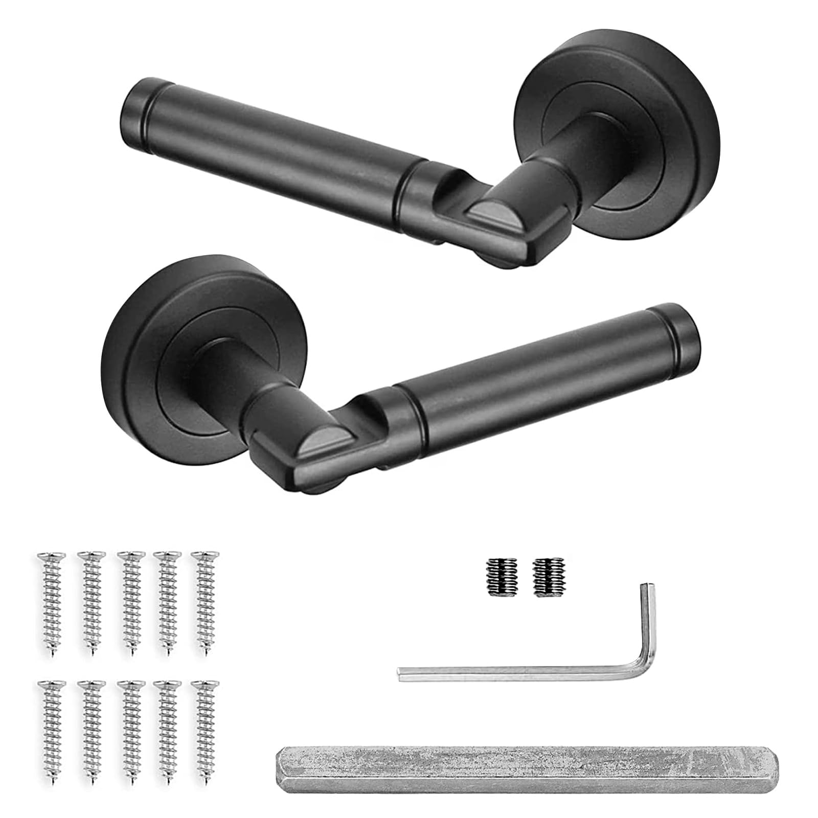 DecoranddecorInternal Door HandlesBlack Door Handle SetDoor Lever HandlesPairEnigma Range from B&Q