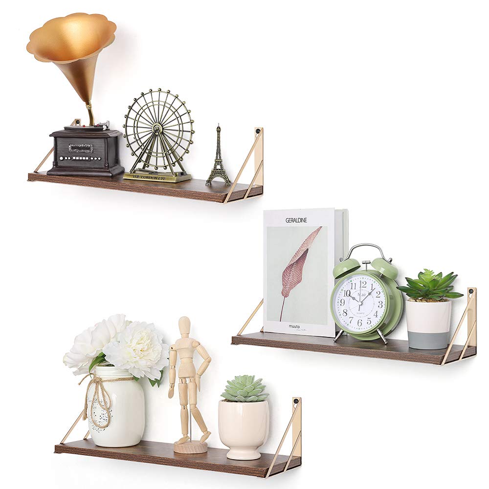 Floating Shelves Wall Mounted,Rustic Wood Wall Shelves Set of 3 for Bedroom, Living Room, Kitchen, Bathroom