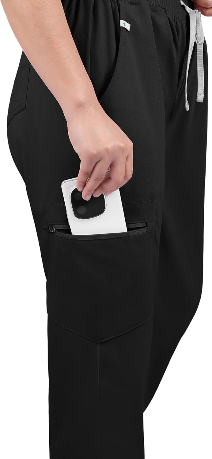 Scrubs for Women Set - 8-Pocket V-Neck Scrub Uniform, Stretch Jogger Pants, Medical Workwear for Nurses, Pet Care - Image 6