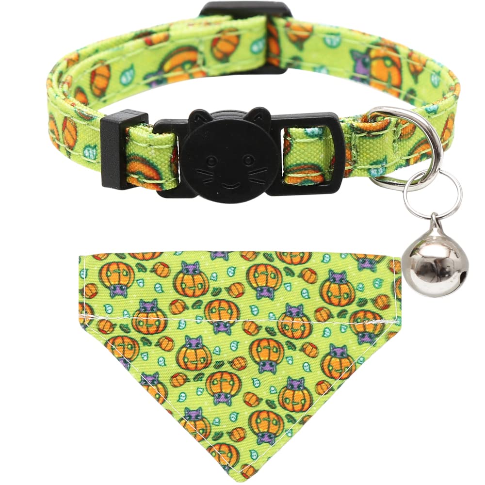 Lamphyface Halloween Katzenhalsband – Breakaway-Sicherheit Mit Bandana & Glocke, Verstellbar