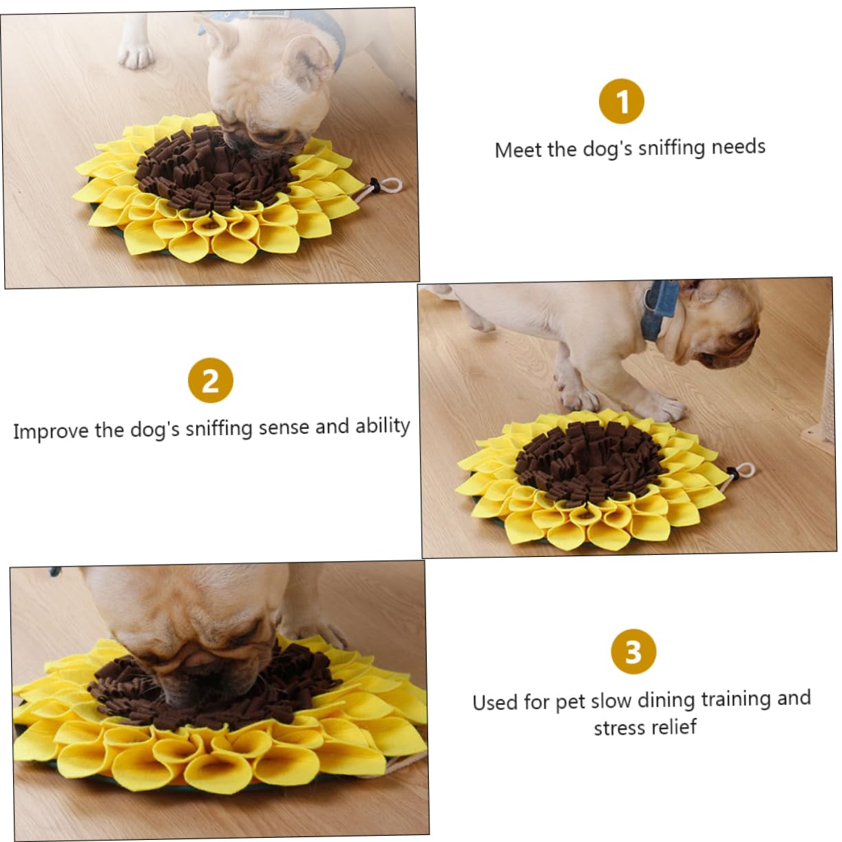 Angoily 3piezas Alfombra De Forrajeo para Perros Mat De Comida Lento Diseño De Girasol Estimula El Olfato y Reduce El Estrés para Entrenamiento De Alimentación y Entretenimiento De