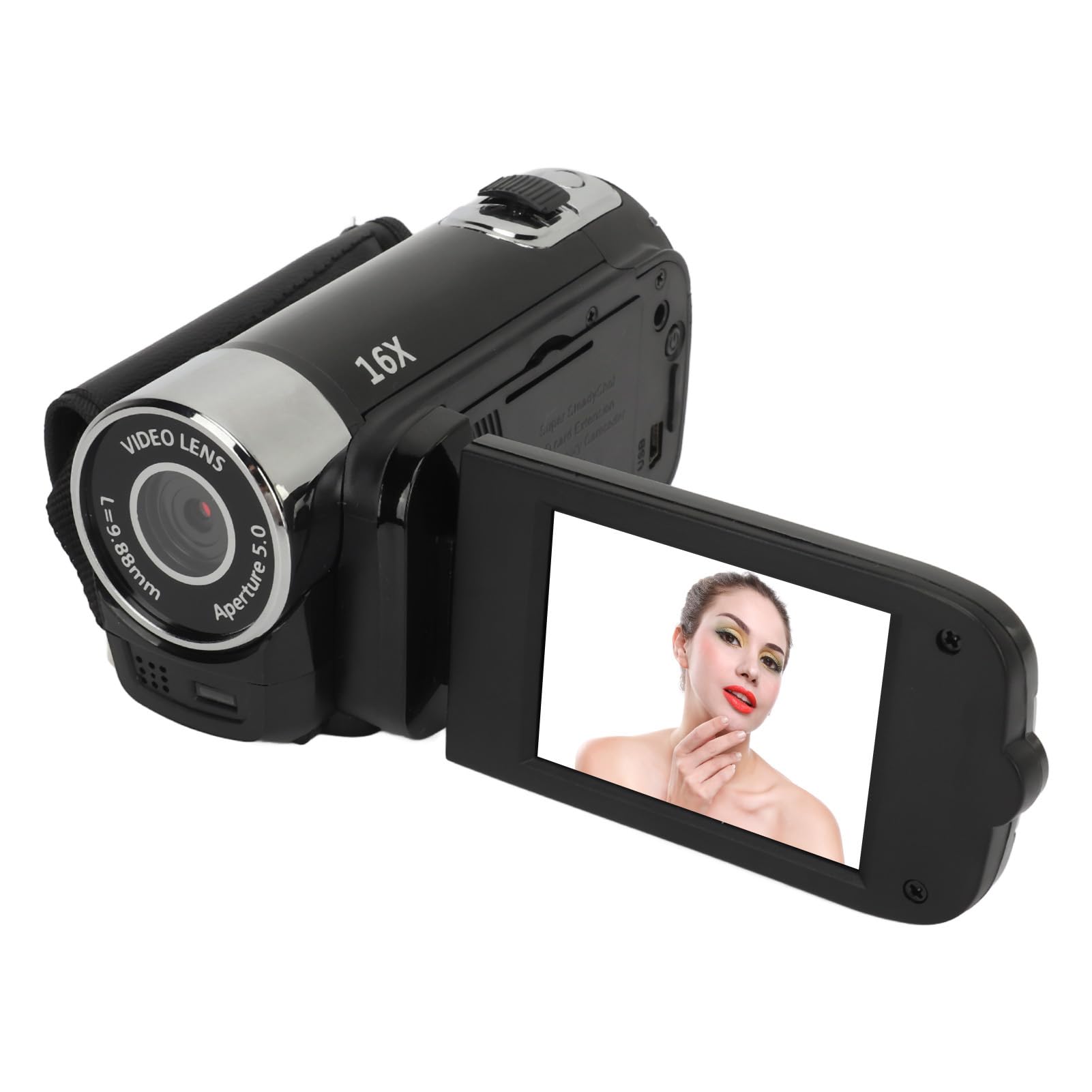 Yunseity Handheld Video Camcorder, D90 1080P 16MP DV Digital Camera with Rotary Screen, 16X Digital Zoom, Full Handy Camera with Fill Light, for Teens Adults Students Beginners-image-2