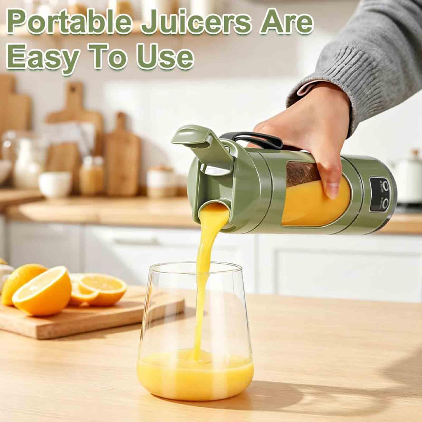 Licuadora portátil para batidos, 450 ml, recargable por USB, mini exprimidor de 12 cuchillas, potente licuadora eléctrica para frutas, batidos, batidos, fácil de limpiar