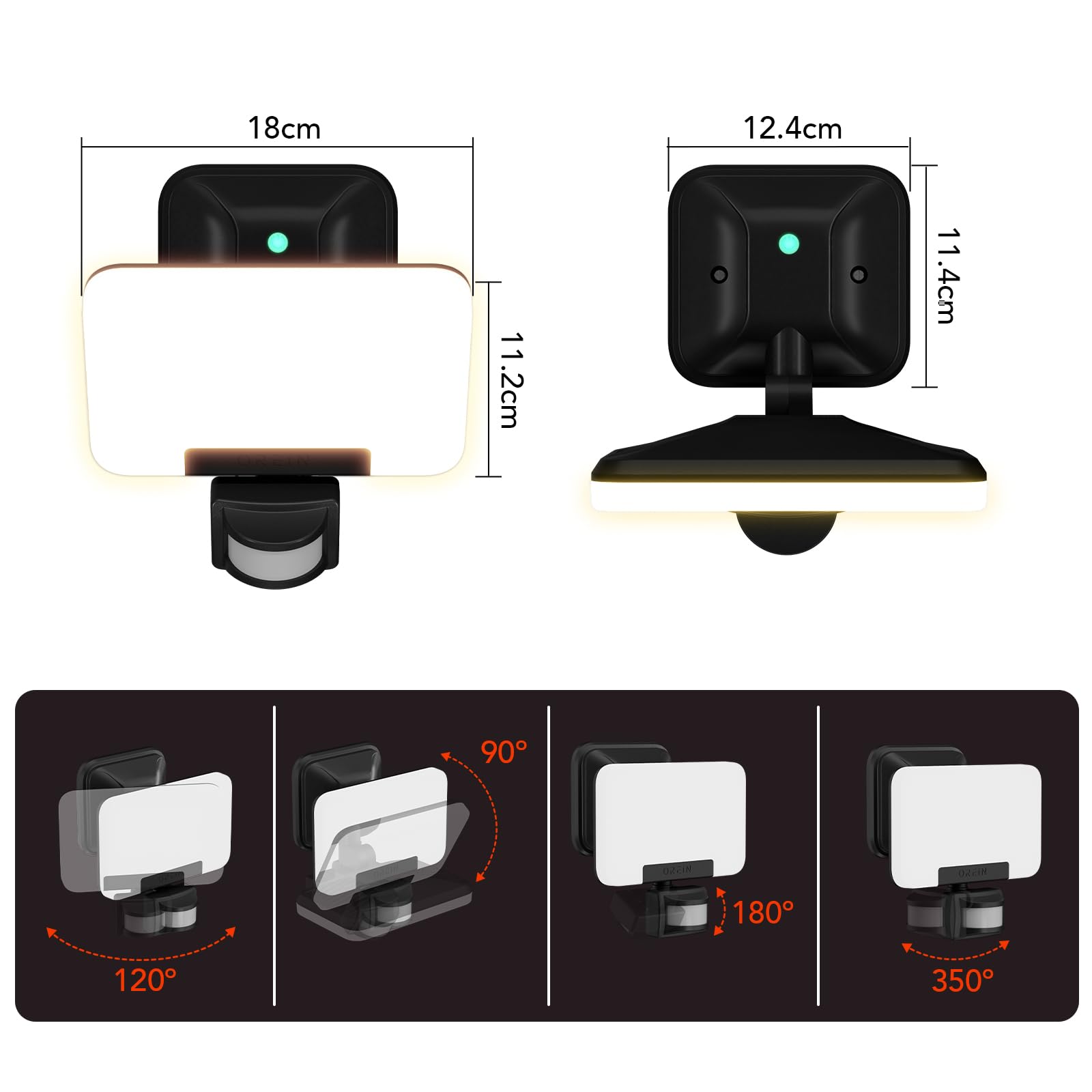 OREiN LED Strahler mit Bewegungsmelder Außen 3000LM 27W IP65 Wasserdicht Flutlicht für Garage Hof Haustür