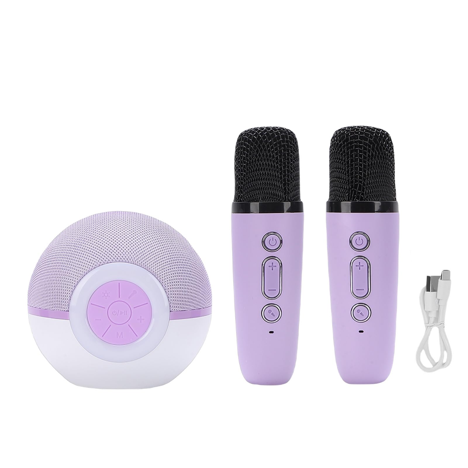 Domary Altoparlante Portatile Ricaricabile 5.3 per Karaoke con 2 Microfoni Wireless Luci Colorate 5 Effetti Sonori per Feste in Casa Viaggi ABS