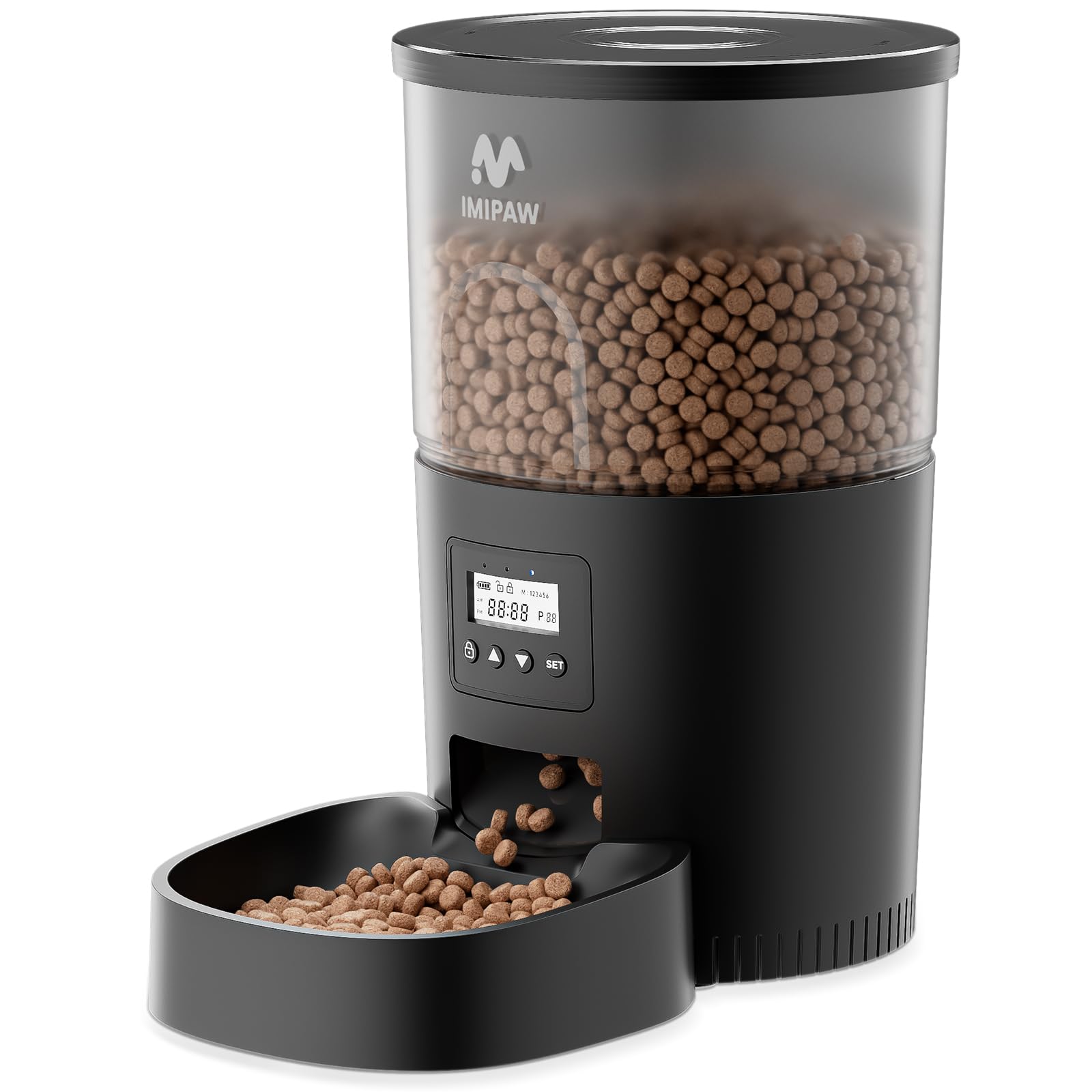 IMIPAW Distributore Automatico Cibo Gatti - 3L Dispenser Cibo Gatti con Timer Programmabile, 1-6 Pasti al Giorno, per Animali Di Piccola e Media Taglia