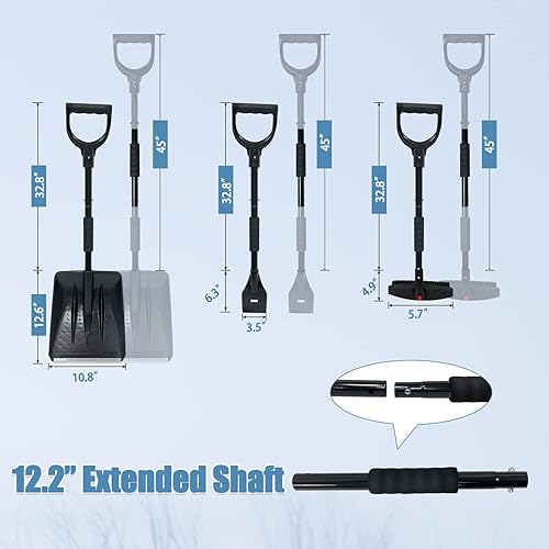 Miniatura 5 de Sutekus El kit de cepillo de nieve incluye pala de nieve, raspador de hielo, cepillo de nieve y cubierta de nieve para parabrisas de automóvil, SUV,