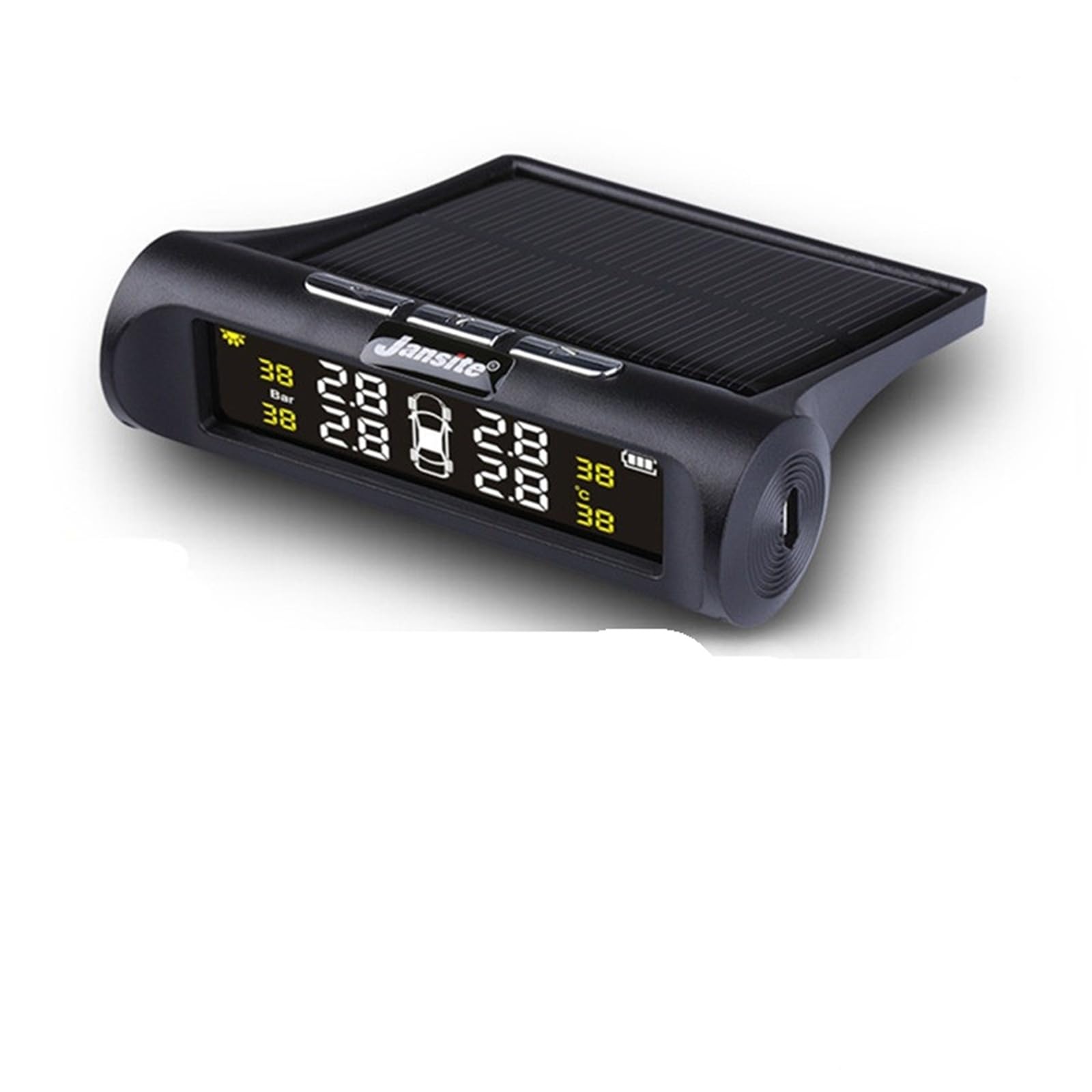 Sistema de Alarma neumáticos TPMS Digital USB Universal inalámbrico con 4 sensores internos externos for Encendedor Cigarrillos Coche(Internal sensors,TY02)