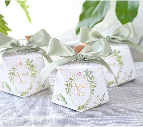 Miniatura 2 de lovecabin Caja de regalo de chocolate con forma de diamante estilo bosque verde cajas de dulces favores de boda Bomboniere Paper Party Chocolate