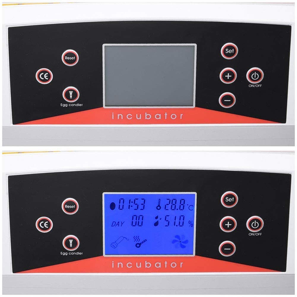 Digitaler Brutkasten für 56 Eier, Temperatur- und Feuchtigkeitsregelung, automatisches Wenden, mit LED-Leuchter für Hühner, Enten, Gänse, Vögel