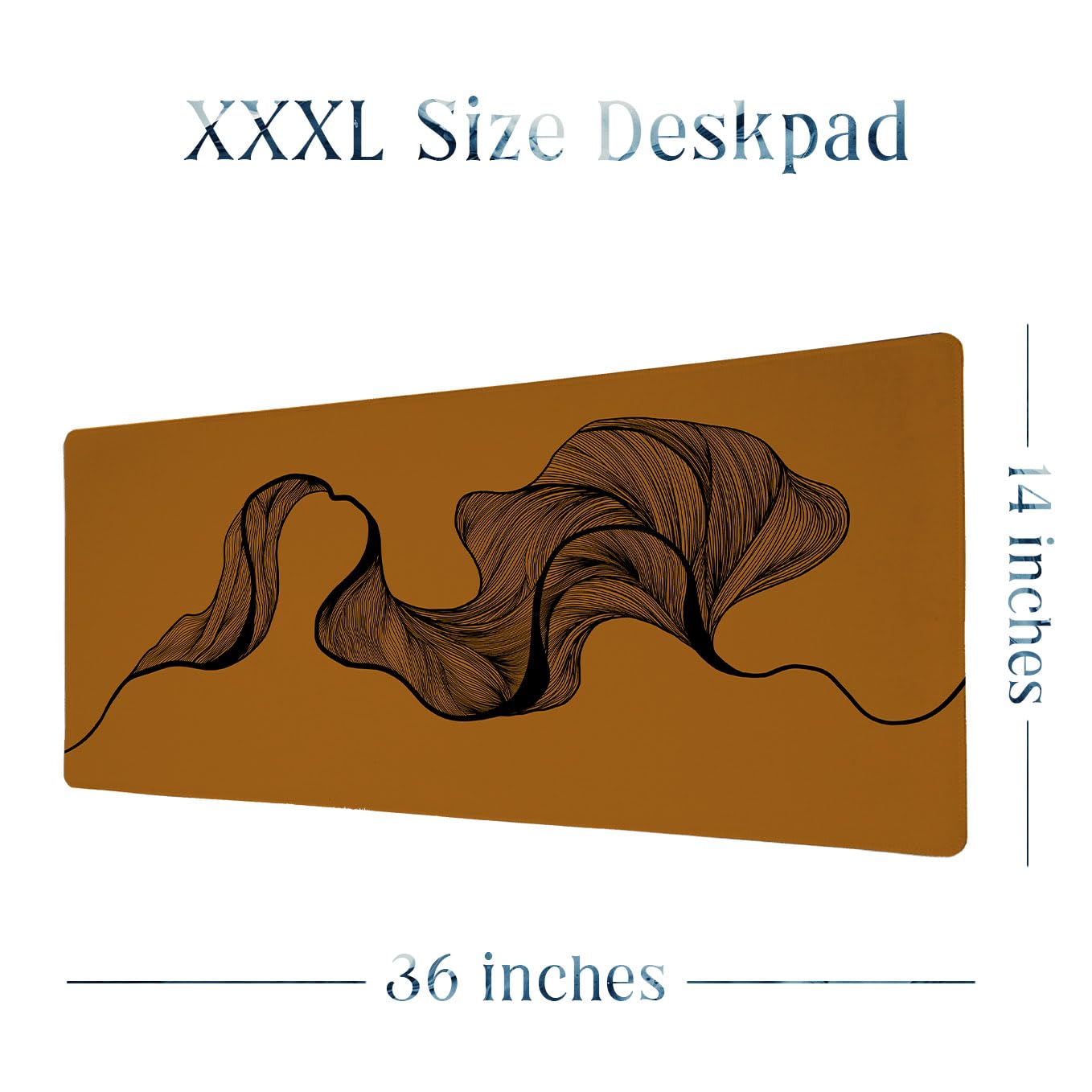 SoulAbiti Terracotta Organic Flowing Lines Extended Desk Pad (36x14 Inch) - Nature Productivity Series XXL Mouse Pad - Non-Slip Rubber Base & Stitched Edges 1