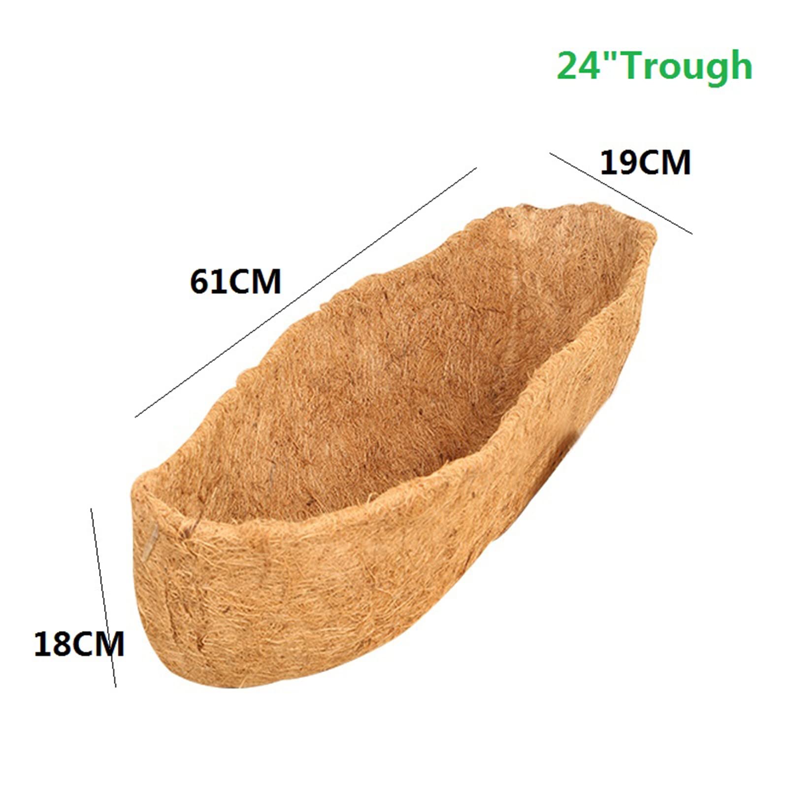 YUNSTK 2 Pcs Coco Liner Trough, 24 Inch Wall Mounted Planter Liner, Natural Coconut Fiber Hanging Basket Liners - Image 2