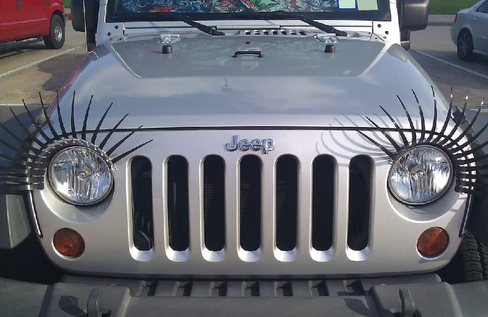 CHROME Carlashes for Jeep Wrangler JK, JL (1987-present) - Car Headlight Eyelashes - CHROME
