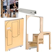 AIZYR Kitchen Hidden Folding Ladder Folding Wooden Step Ladder, Kitchen Tower Embedded Step Stool for Home, Adults, Kids,2 Step