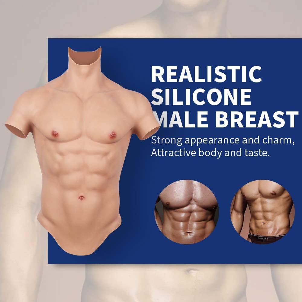 YIQI Silicone Muscle Chest Realistic Male Chest Vest Abdominal Muscle Simulation Skin Silicone Soft