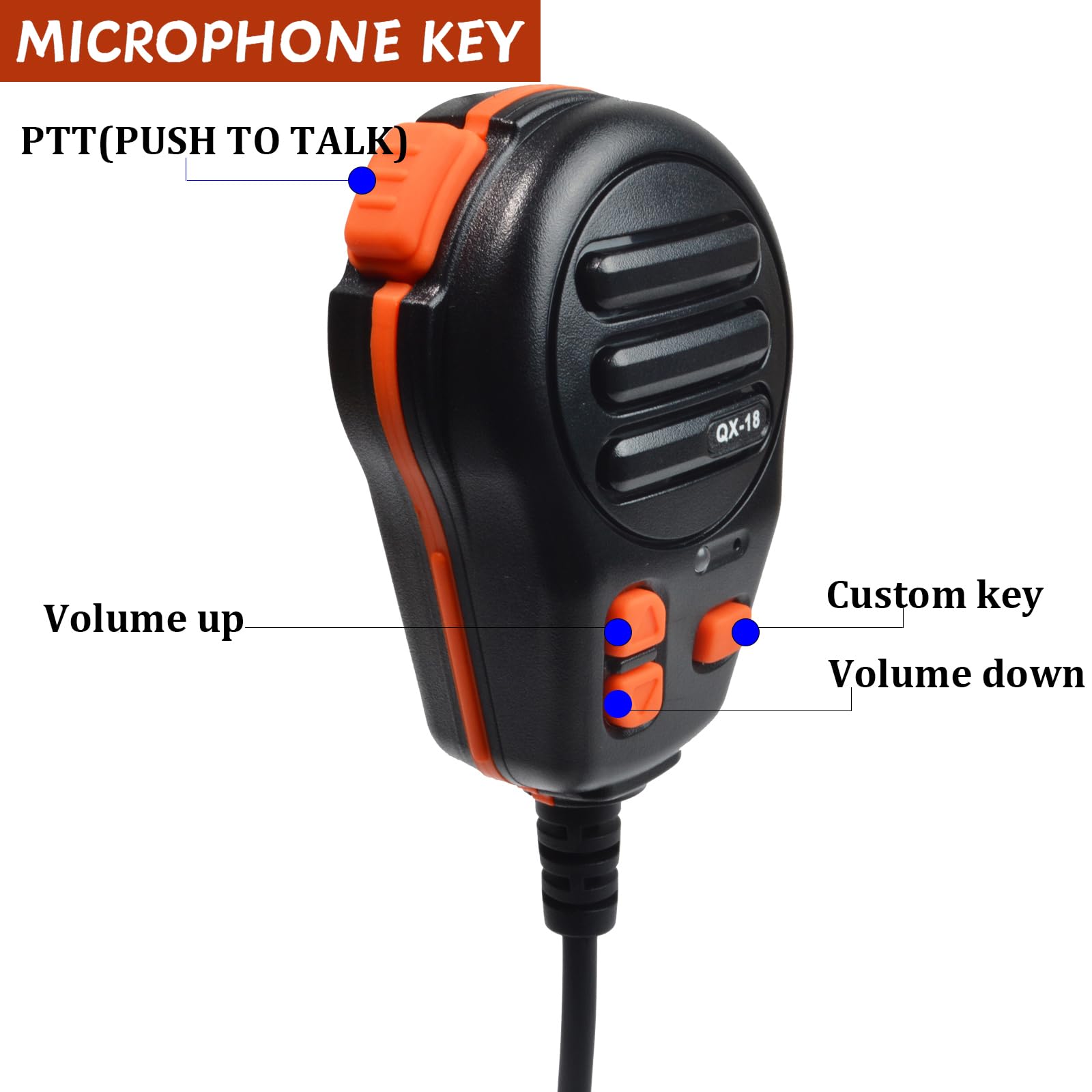 QX-18A Microphone USB-A, Micro PTT et clé programmable | pour simulateur de camion américain, PC, ordinateur portable, jeu PC avec support de microphone et logiciel de