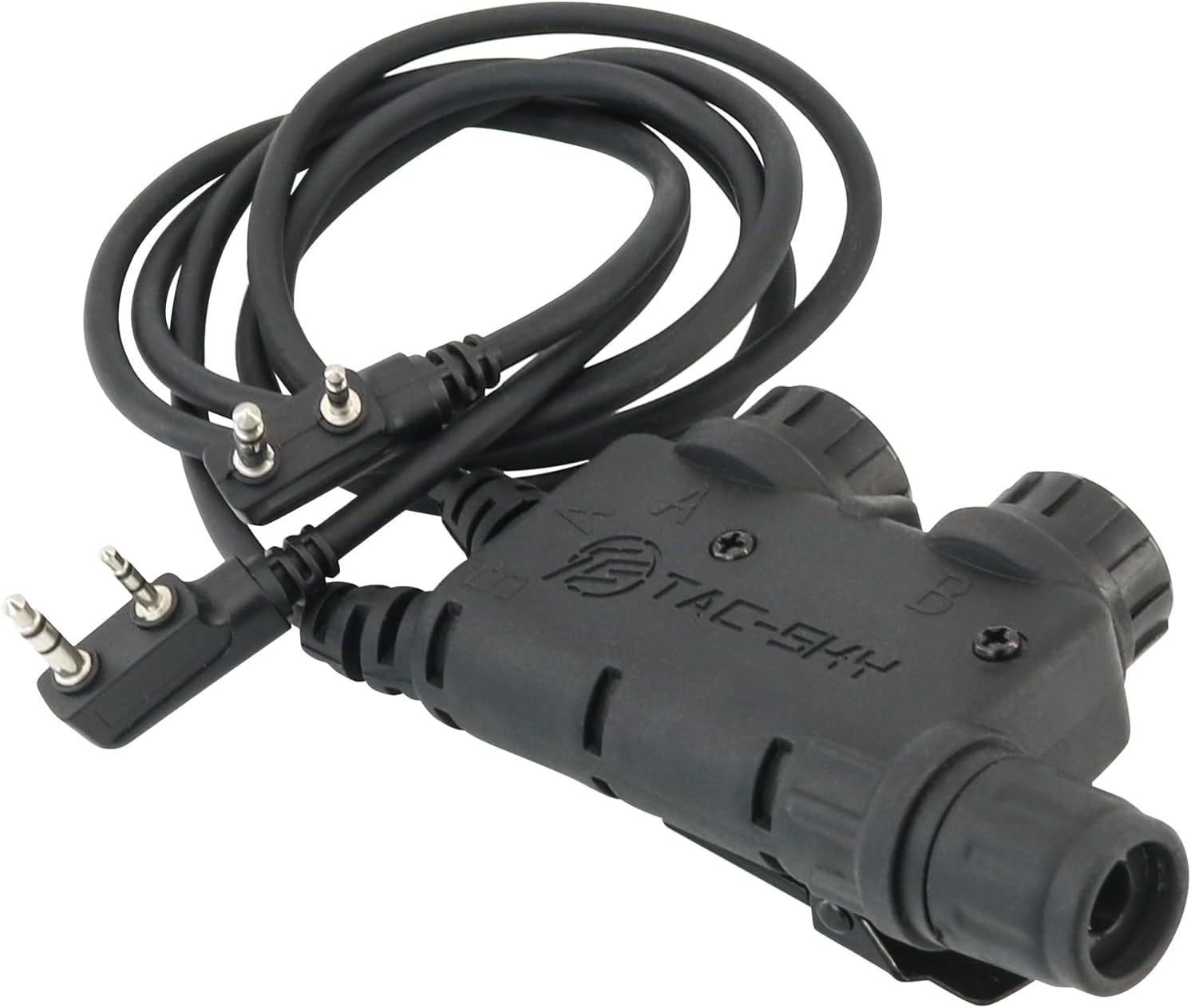 V2 U94 Tactical Headsets Dual PTT Push-to-Talk 2pin Kplug Walkie Talkie Headset Connector Cable for UV5R,UV17R etc. (Black)