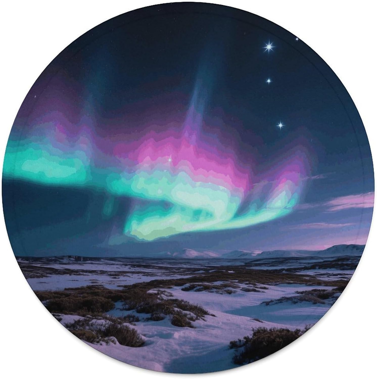 Aurora Throw Blanket Round Beach Towel | 59.1 Inch Circular Flannel blanket Large Soft Beach Blanket Lightweight Foldable Beach Towel Throw for Daily Leisure Use