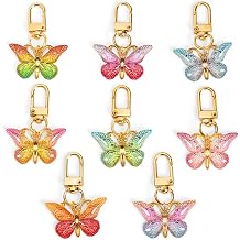 Gradient Butterfly Keychain Bag Charms For Handbags Colorful Butterfly Keychains For Women Purse Charm Metal Acrylic Butterflies Key Chain Cute Butterflies Backpack Handbag Charms Keychain Accessories