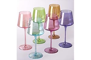 Multicolor Square-Base Wine Glasses (Set of 6), Full-Bodied Wine Glasses
