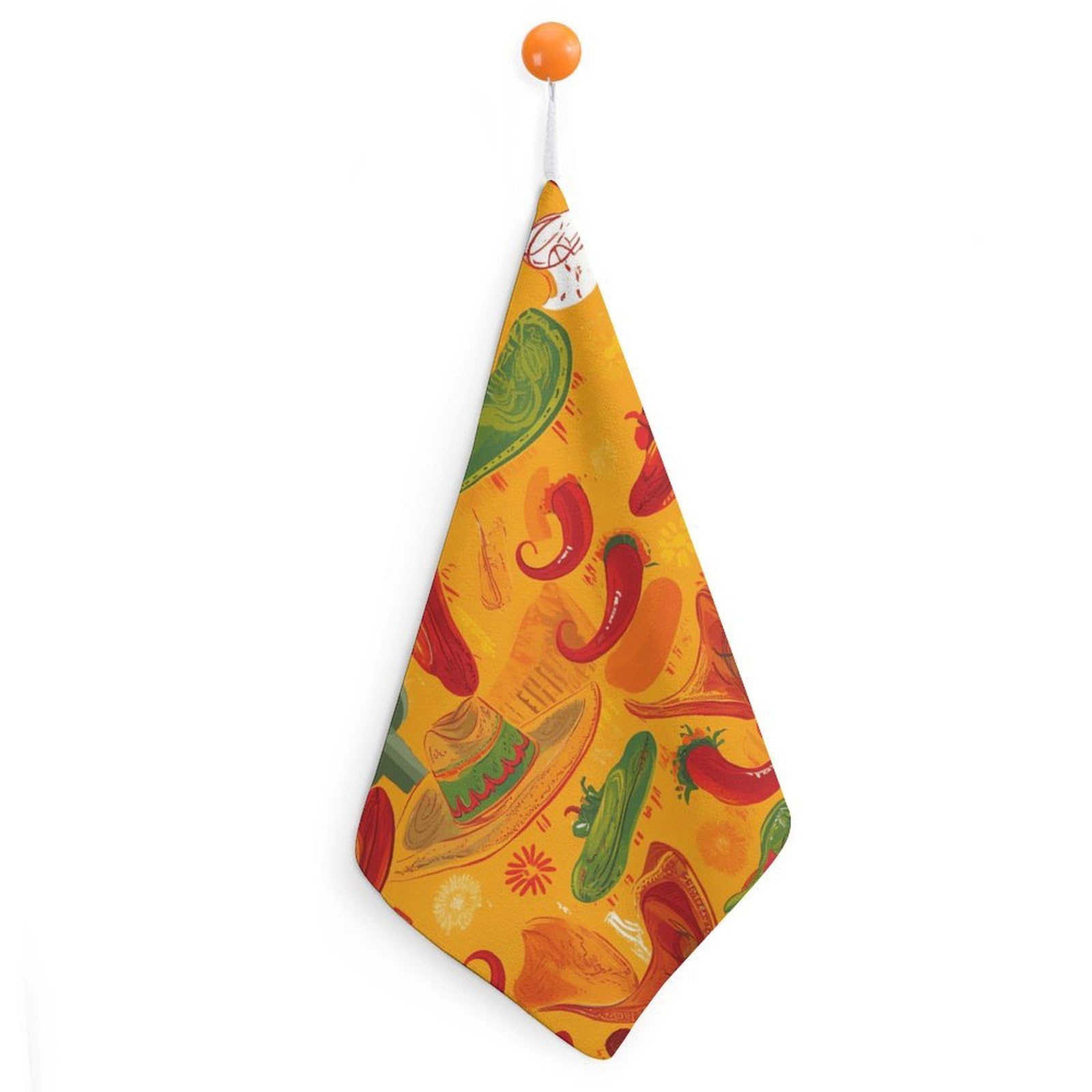 VstaDank Cactus Hat and Chili Pepper Washcloth with Hanging Loop Quick Dry Microfiber Hand Towel Highly Absorbent Wash Cloth Reusable Makeup Remover Cloth Soft Feel Fingertip Towel for Bathroom